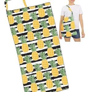 NWT New Boutique Brand 2 In 1 Pineapple Motif Bag and Towel Terry Cloth Striped
